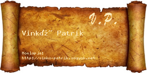 Vinkó Patrik névjegykártya